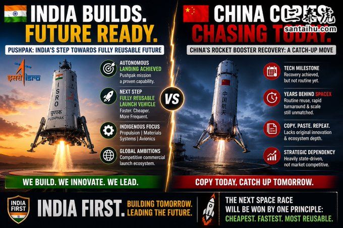 中印太空竞赛，中国正在追赶上来，印度不能无视中国刚刚取得的这项成就，不能让两国当下的技术差距，演变为日后无法弥补的战略差距